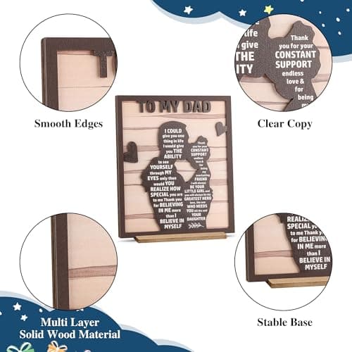 Gifts for Dad from Daughter, Best Dad Ever Gifts, Father s Day Gifts for Dad from Daughter, Daddy Gift Ideas, Dad Christmas Gifts Birthday Gifts, Dad and Daughter Gifts Wooden Silhouette Sign Plaque