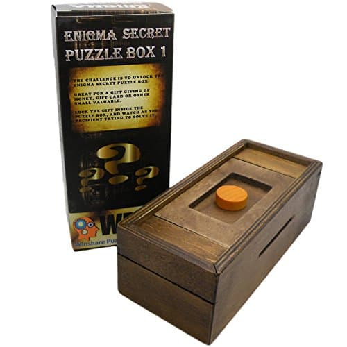 Puzzle Box Enigma Secret Discovery - Money and Gift Card Holder in a Wooden Magic Trick Lock with Hidden Compartment Piggy Bank Brain Teaser Game