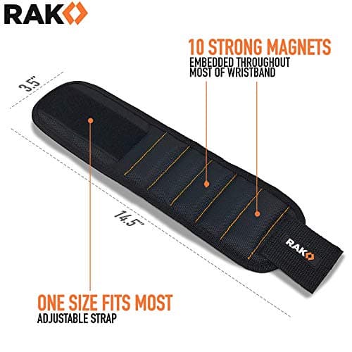 RAK Magnetic Wristband for Holding Screws, Nails, Drill Bits for Men - Premium Nylon with Lightweight Powerful Magnets, Magnetic Wristband for Tools, Gifts for Dad, Husband, Grandpa, Handyman