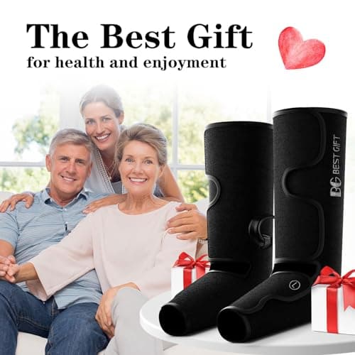 Gifts for Dad Mom Men Women Christmas Mothers Day, Fathers Day, Air Compression Massager with Heat for Foot, Leg, Calf, Thigh, Knee, Helpful for Vericose Veins, Muscle Fatigue, Cramps, Swelling, Edema