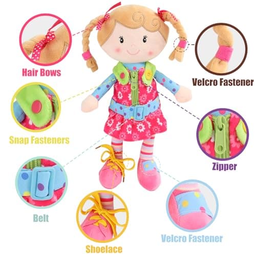 Snuggle Stuffs Sugar Snap Plush Learn to Dress Doll for Toddlers - 15" - Gifts for 2 Year Old Girls