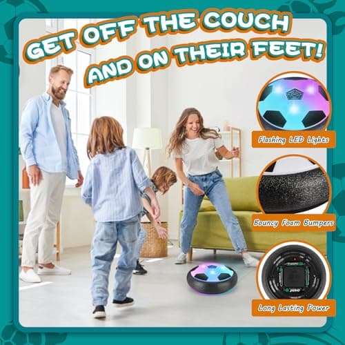 2 Pack Hover Soccer Ball with 8 Pcs Batteries, Air Floating Soccer Toy with LED Lights and Foam Bumper, Indoor Games for Kids 4-8-12, Toys Gifts for 3 4 5 6 7 8 9 Year Old Boys Girls