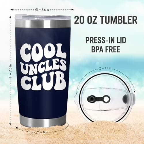Christmas Best Uncle Gifts for Men - Cool Uncles Club 20 oz Stainless Steel Cup Insulated Travel Tumbler with Lid - Uncle Birthday Gifts for Brother, Presents for Men