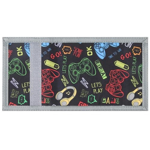 RFID Kids Wallet for Boys, Gamer Boys Wallet for Kids w/Coin Pocket, Video Game Toddler Wallet for Boys, Children Child Wallet Ages 4-5-6-7-8-9-10-11-12 for Christmas/Birthday Gifts, Joystick