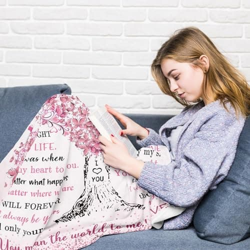 Gifts for Girlfriend, I Love My Girlfriend Birthday Gift, Cute Birthday Gift for Girlfriends Blanket 60"x 50", Best Gifts for GF, Romantic Anniversary Present for Her