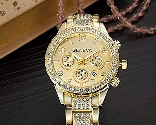 MASTOP Unisex Luxury Crystal Diamond Watches Silver Gold Fashion Quartz Analog Watch Stainless Steel Band Quartz Bracelet Big Face Women's Men's Watches