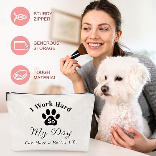 Dog Mom Gifts for Women Dogs Themed Gift for Dog Lovers Gifts for Women Gift for Dogs Owners Puppy Themed Basket - Drinking Cup Makeup Bag Candle Bracelets Keychain Socks