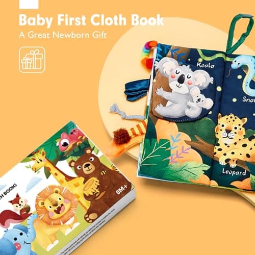 hahaland Baby Books 0-6 Months,Infant Tummy Time Toy Sensory Toys 6 to 12 Months Touch Feel Book Travel Toy Gifts for Boy Girl 0-3 Month Baby Shower Christmas Birthday Gifts Stocking Stuffers (Single)