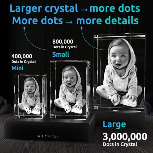 ArtPix 3D Crystal Photo, Personalized Gifts for Women, Wife, Her, Him, Men, Husband, Grandma, Great Customized Gift With Your Own Photo, Custom Glass 3D Laser Etched Picture Wedding