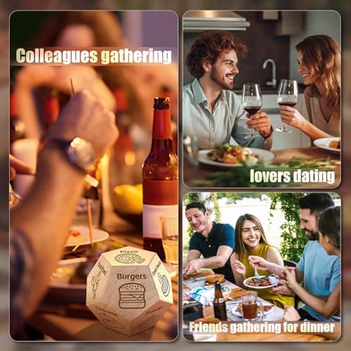 Food Dice Stocking Stuffers for Men Women Kids Adults Date Night Dice Couples Gifts for Him Her Anniversary Christmas Birthday Wedding Gifts for Men Women Him Her Boyfriend Girlfriend Husband