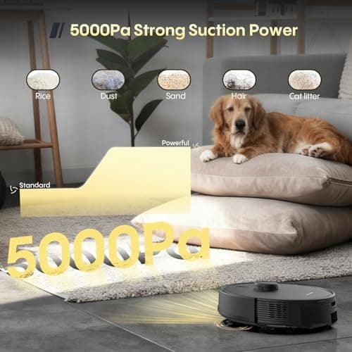 Robot Vacuum and Mop, Self Emptying Station for 90 Days, 5000Pa Suction, 3-in-1 LiDAR Navigation, Home Mapping, No-Go Zones, Wi-Fi/App/Alexa, Hard Floors, Carpet