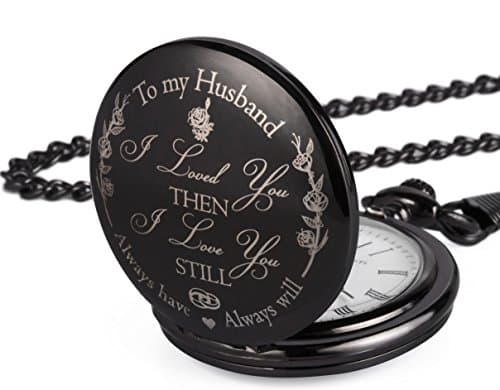 FJ FREDERICK JAMES Anniversary Gift's for Men - Engraved ‘to My Husband’ Pocket Watch | Anniversary Gift's for Him I Love You Gift for Husband for Birthday I Valentines