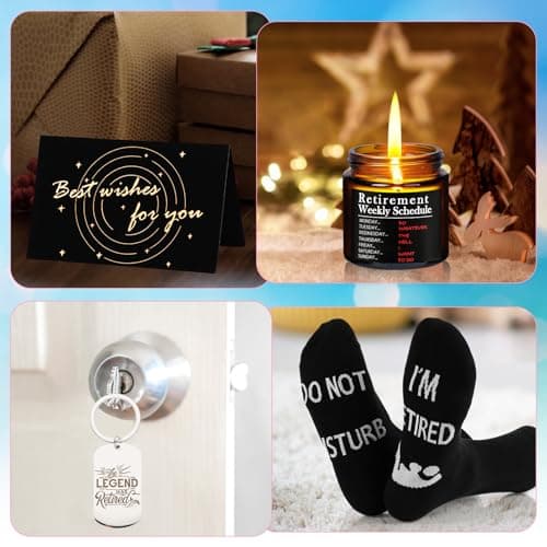 Kolewo4ever 14 Pcs Retirement Gifts for Men Christmas Gifts for Dad 2025 Happy Retired Gift Basket for Coworker, Teachers, Dad, Grandpa Best Retirement Gift Box with Whisky Set Baseball Cap Socks