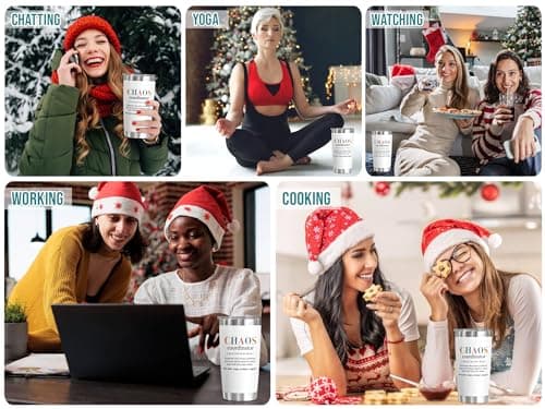 TEEZWONDER Thank You Gifts for Women - Chaos Coordinator 20 oz Stainless Steel Insulated Tumbler with Lid - Employee Appreciation Christmas Birthday Gifts for Women Coworkers Boss Teacher Nurse Friend