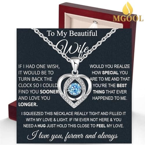 Wife Necklace From Husband To My Wife Necklace Soulmate Necklace For Women Future Wife Jewelry Birthday Christmas Valentine's gifts For Girlfriend Message Card & LED Box