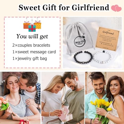 UNGENT THEM Matching Couple Ring Bracelets for Boyfriend Girlfriend Husband Wife Valentines Anniversary Birthday Engagement Gifts