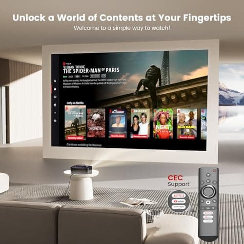 [1200 ANSI/Auto Focus/Built-in APPs] Outdoor-Projector-4K with Wifi6 and Bluetooth, Smart TV OS & DoIby, Portable Projector with Netflix/YouTube/PrimeVideo, ONOAYO 1080P Proyector with 300 ''Display