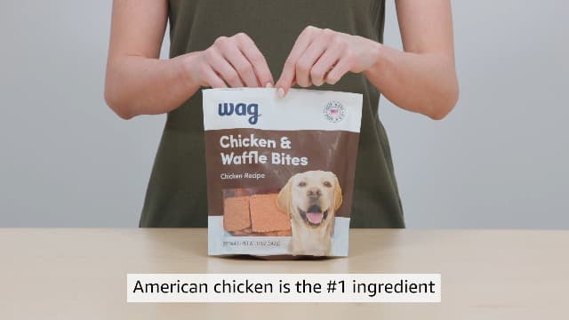 Amazon Brand - Wag Dog Treats, Chicken and Waffle Bites, 12 oz Resealable Pack of 1