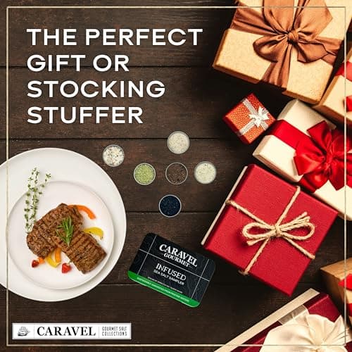 Infused Sea Salt Sampler Set, Finishing Salt for Seasoning, Gourmet Cooking Gift and Spice Variety Pack for Special Occasions, 0.5 oz x Bundle of 6 Flavored Salts - Caravel Gourmet Salt
