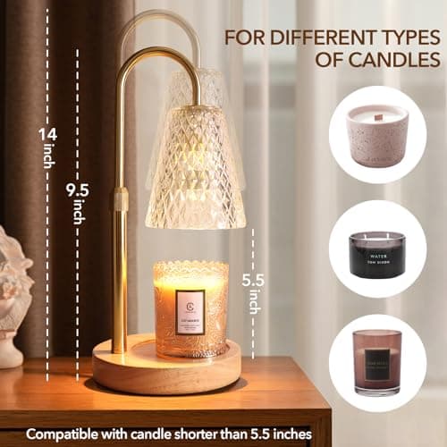 Candle Warmer Lamp with Timer, Stocking Stuffers for Women, Mom Gifts for Women Mom Christmas, Adjustable Height Candle Warmer, Dimmable, Home Decor, Wax Warmer Lamp for Jar Candles with 2 Bulbs