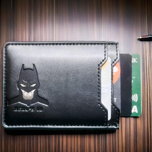 Leather Bat Wallet - Personalized wallet Man Woman, Superhero Mask - Slim Card Holder, Bat ID Heroic wallet- Unique Holiday Gift Birthday, Anniversary, for Dad, Husband, Boyfriend, Wife, Father's day