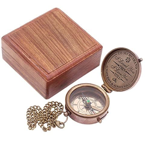 to My Husband I Love You, Brass Compass Engraved Gifts for Men, Bronze for Men, Romantic Gifts for Him/Her, Keepsake Gifts for Husband, 5th/25th 50th Wedding Ideas