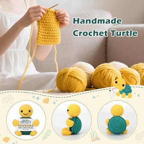 Funny Turtle Grandma Gifts Mothers Day Birthday I Love You Grandma Gifts for Grandmother Nana Gigi Mimi Present from Granddaughter Grandkids Grandson Handmade Emotional Positive Crochet Animals Turtle