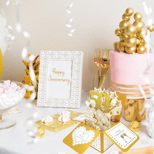 Asmallgf Happy 50th Anniversary Pop Up Card, Comfort Fifty Year Golden Wedding Anniversary Cards for Couple, Perfect Anniv Card for Couple Husband Wife