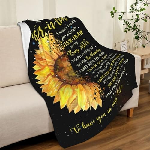puekrtoa Christmas Sister in Law Birthday Gifts, Xmas Gift for Sister in Law for Women, Best Sisters-in-Law Wedding Gift Ideas, Sisters in Law Throw Blanket 60"X50"