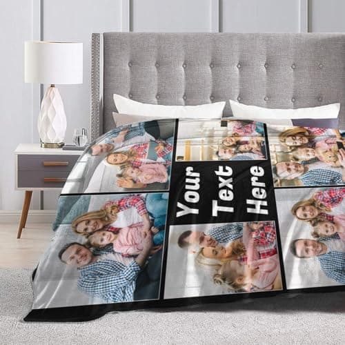 Custom Blanket with Picture Text, Personalized Blanket with Pthotos, Customized Birthday Blanket for Women Christmas Day Gifts Adult Dad Mom Husband Boyfriend Wife