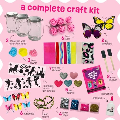 Light-up Unicorn Fairy & Mermaid Lanterns Craft Kit – Christmas Gifts for 8 9 10 11 12 Year Old Girls - Creative Art Girl Toys 8-10 Years Old and Up - Craft Kits for Girls Ages 8-12 - Tween Gift Ideas