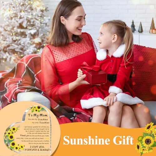 Gifts for Mom, 5.9×5.9 inch Delicate Heart Plaque, Mom Birthday Sign Present Idea, First Mothers Day Christmas Stocking Stuffers Birthday Acrylic Gifts for Mama Stepmom, Christmas Gifts for Mom