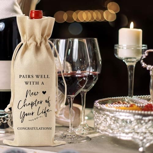 YUANHAO Moving Away Gifts for Friends, Farewell Gifts for Coworkers, Going Away Gift for Women Men, Goodbye Gift for Coworkers, Funny New Chapter Wine Bag