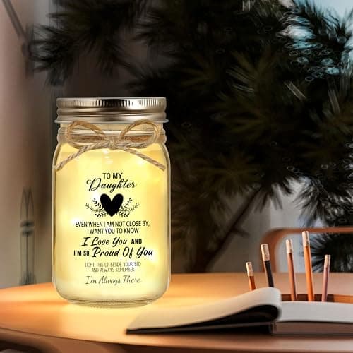 Gift for Daughter, Daughter Birthday Gifts from Mom Dad, Mother Daughters Gift, Daughters Gifts Mother's Day Graduation Decorative Jar Light Night