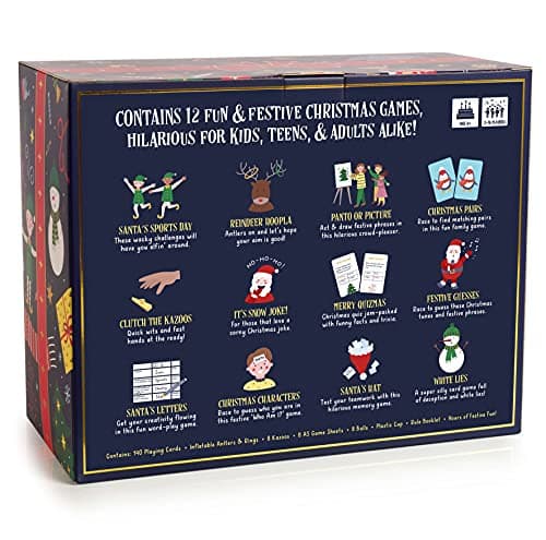 Gutter Games 12 Games of Christmas - 12 Hilarious Holiday Activities [Family Party Games Pack for Kids, Teens & Adults] - by Beat That! Game - Multicolor