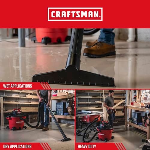 CRAFTSMAN CMXEVBE17595 16 Gallon 6.5 Peak HP Wet Dry Vac, Heavy-Duty Shop Vacuum Wet and Dry with Filter, Dust Bag, Hose and Attachments for Home Projects & Renovations