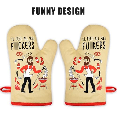 Miracu Funny Oven Mitts, Presents for Chefs, Cooking Gadgets, BBQ Oven Mitt, Unique Gifts for Cooks Dad Brother, Manly Christmas Thanksgiving Housewarming Grilling Kitchen Chef Gifts for Men Who Cook