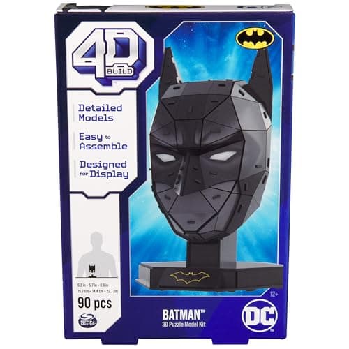 4D Build, DC Batman 3D Model Kit with Stand, Batman Collectibles & Desk Decor, Adult Puzzle, Building Toys, 3D Puzzles for Adults & Teens, 90 Pieces, for Ages 12 & Up