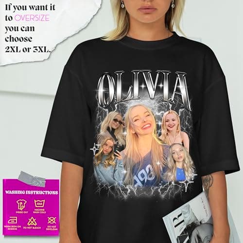 Generic Personalized Bootleg Rap Shirts for Girlfriend & Boyfriend, Custom Tee with Vintage Face Photo, Gift Idea for Birthday and Valentines Day Black, Small-XX-Large