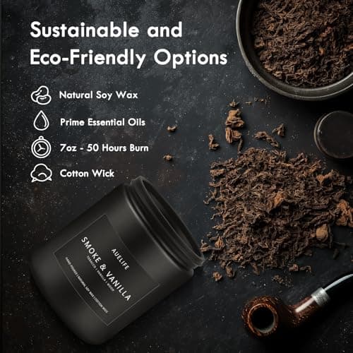 Auelife Scented Candles Set | Men Candle Set, Scented Candles for Home, Gifts for Men Aromatherapy Gift Set - 4 Pack Manly Gifts for Dad Fathers Day, Soy Candle of Leather/Smoke & Vanilla/Oak/Lavender