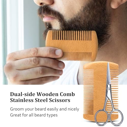 MALE GOD Beard Kit w/Beard Oil, Balm, Brush, Comb - Nourish & Soften Beard, Natural Shea Butter, Suitable for All Skin, Anniversary & Birthday Gifts for Men Him Husband Boyfriend Dad Friends