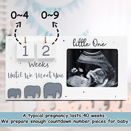 Sonogram Picture Frame, Ultrasound Photo Frame with Baby Countdown Weeks, Expecting Parents to be Pregnancy Gift Congratulations Pregnancy Must Have Grandparent Baby Announcement First Time Mom to Be