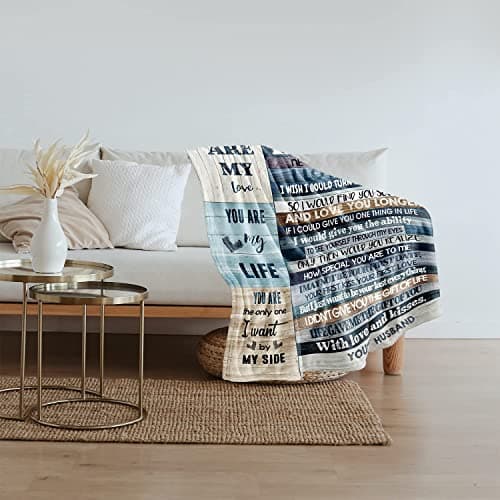 Anniversary Romantic Gift for Wife, Ultra-Soft Micro Fleece Sherpa Throw Blanket, Christmas Day Gifts for Her, Wife Birthday Gifts from Husband, for Bedding Sofa and Travel