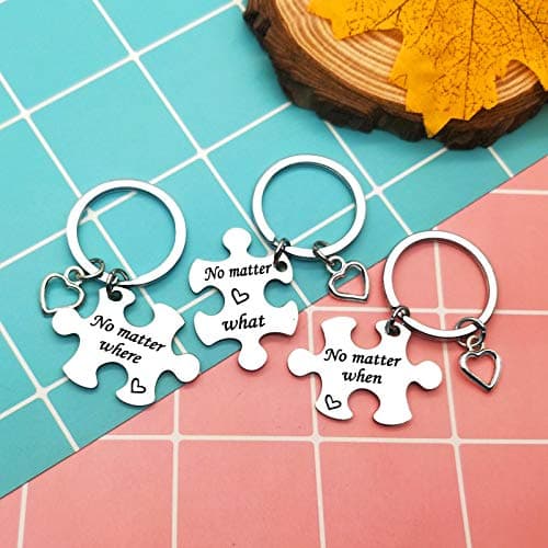 Ciyumu Best Friend Keychain Set Sisters Brothers Keychain No Matter Where What When Puzzle Keychains Set of 3 Long Distance Relationship Gifts Friendship Gifts for Family Teens Birthday Graduation Gift