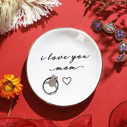 PUDDING CABIN Gifts for Mom from Daughter, Mothers Day Gifts for Mom Ring Dish "I love you mom" Mom Birthday Gifts, Mom Gifts for Valentines Christmas Wedding Gifts