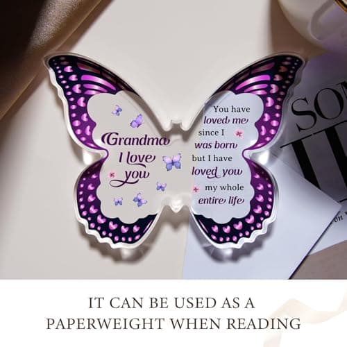 Grandma Gifts - Grandma Christmas Gift Ideas, Birthday Gifts for Grandma - Butterfly Acrylic Decorations - Christmas Gifts for Grandma from Grandkids