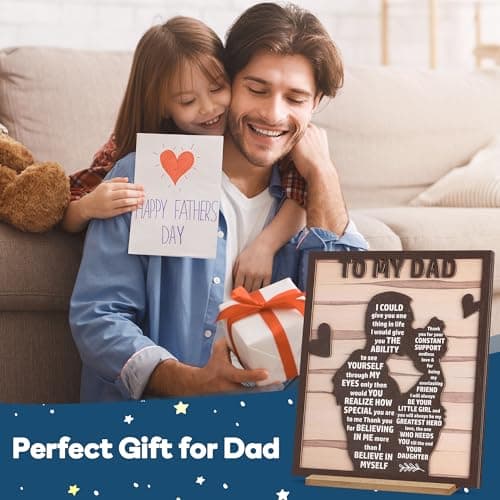 Gifts for Dad from Daughter, Best Dad Ever Gifts, Father s Day Gifts for Dad from Daughter, Daddy Gift Ideas, Dad Christmas Gifts Birthday Gifts, Dad and Daughter Gifts Wooden Silhouette Sign Plaque
