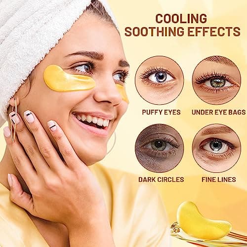 POSTA 24K Gold Eye Mask, 20 Pairs Eye Treatment Mask With Collagen, Under Eye Mask Treatment for Puffy Eyes, Dark Circles Corrector, Used for Eye Bags, Anti Aging Patches Luxury Gift for Women and Men