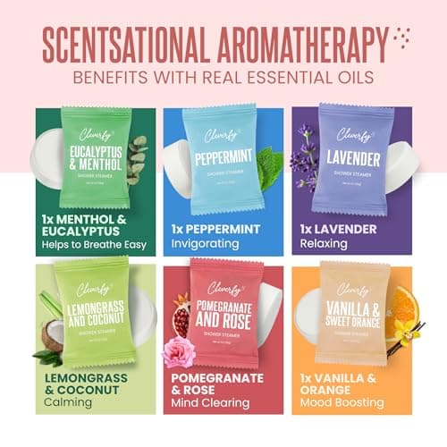 Cleverfy Shower Steamers Aromatherapy for Women and Men – Self-Care Shower Bombs for Stress Relief and Relaxation – 6 Tablets
