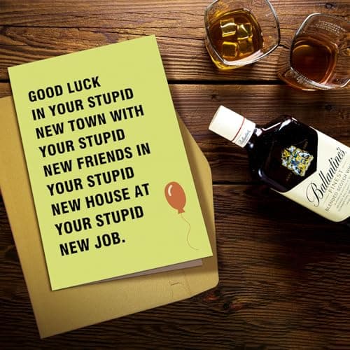 Supoeguk Hilarious Moving Away Gift for Friend, Sarcasm Good Luck Card for Men & Women, Farewell & Goodbye Card
